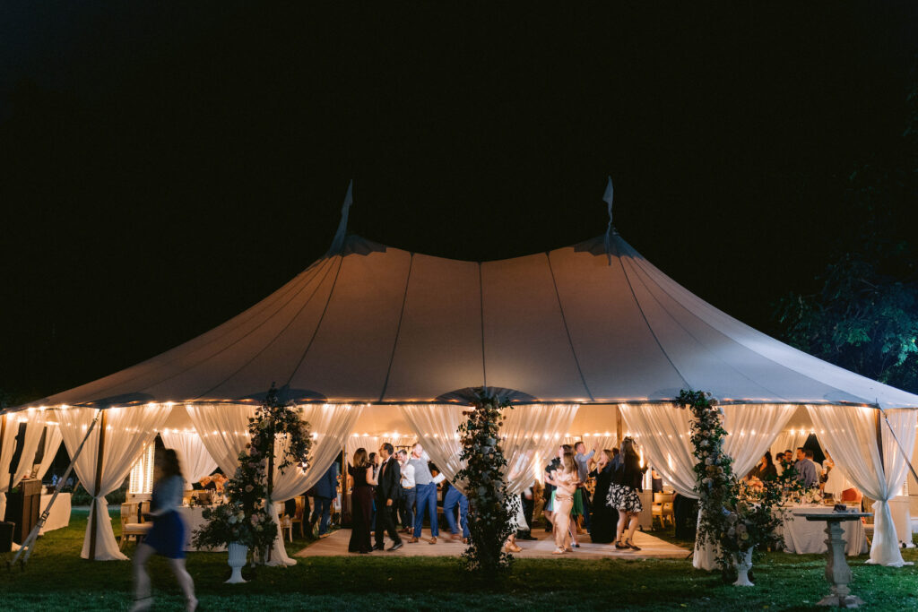 Wedding reception under tent